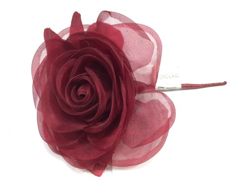 Spilla fiore seta bordeaux - spilla,