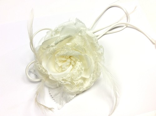 Spilla fiore avorio tessuto - fiore,