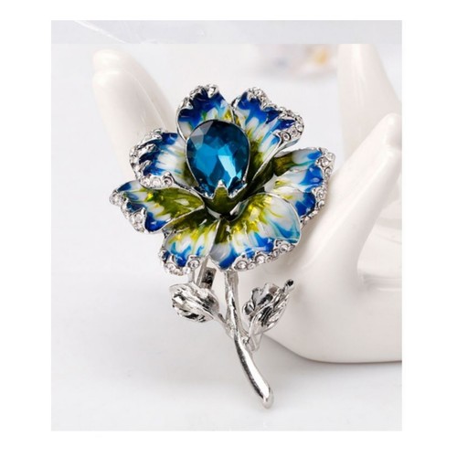 Spilla gioiello fiore blu
